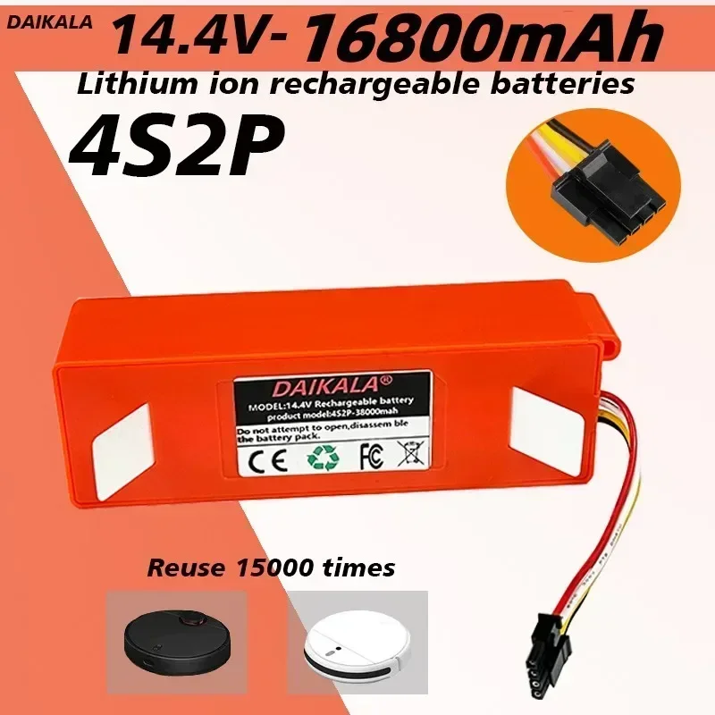 

2024 For Mijia Robot Vacuum Cleaner Battery 14.4V16800mah Stone Robot S50 S51 S55 4S2P Power Lithium Battery