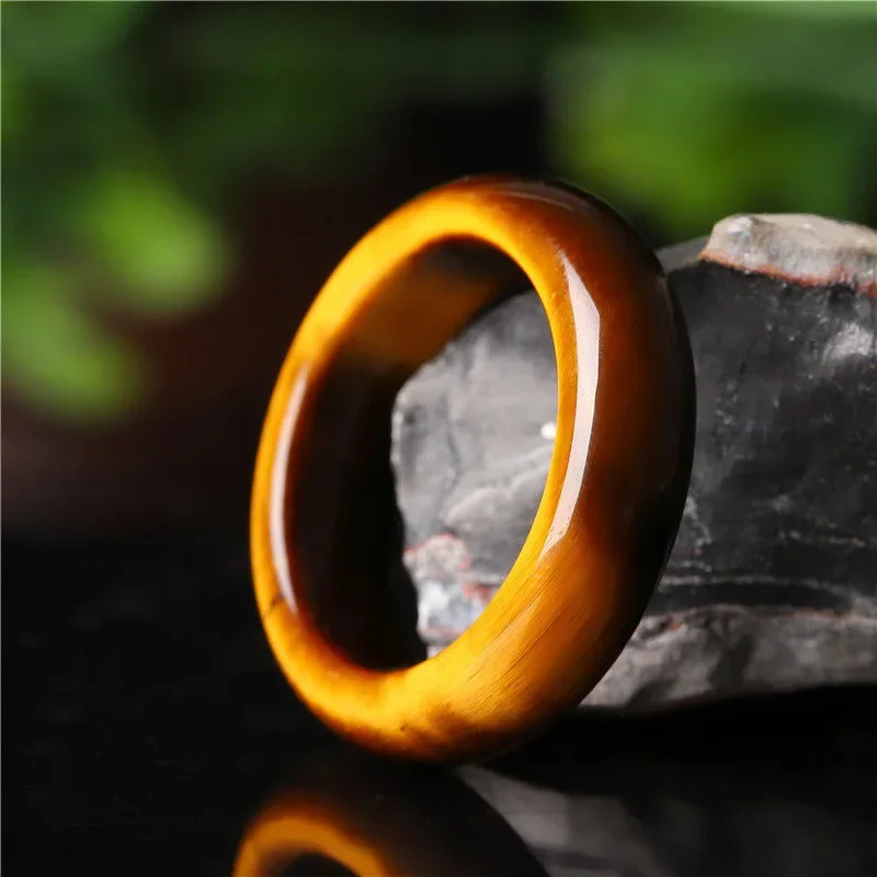 Natural  Tiger Eye Stone 6-12 Size Ring Chinese Jadeite Amulet Fashion Charm Jewelry Hand Carved Crafts Gifts for Women Men