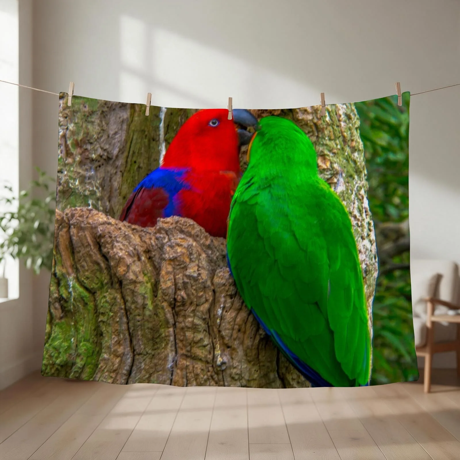 Eclectus Parrots Throw Blanket couch cozy soft plush fuzzy picnic outdoor blanket