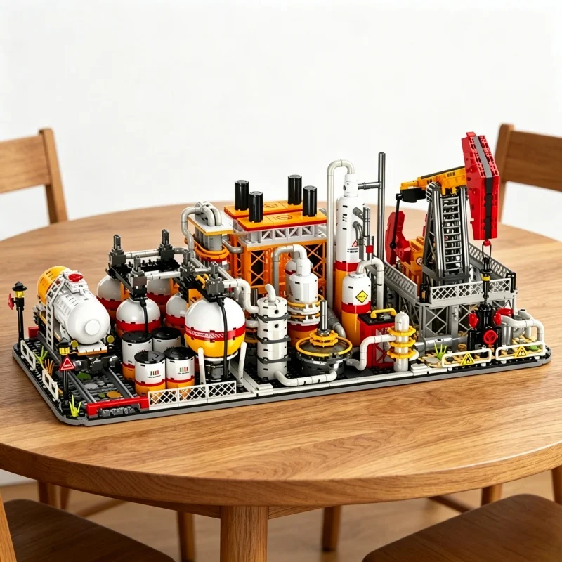 

3-in-1 Petroleum Engineering Model Oil Pumping Rig Refining Transportation and Storage Moc Creative Toys for Children Boys Birthday Gift