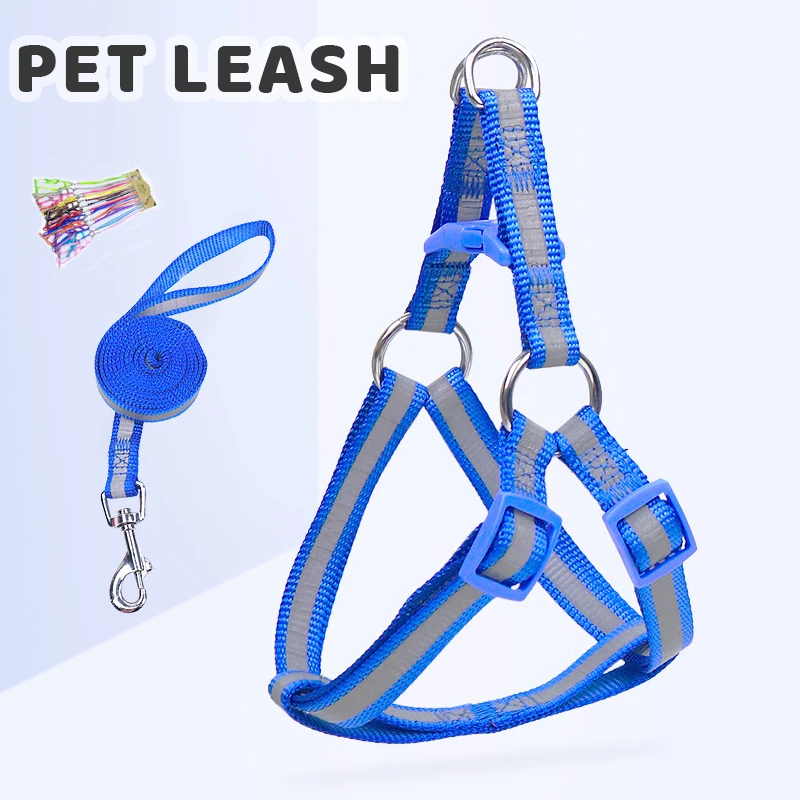 Reflective Pet Dog Harness Vest Luxury Solid Puppy Chest Strap Adjustable Cat Harness Leash Set Pet Walking Rope Dog Accessories