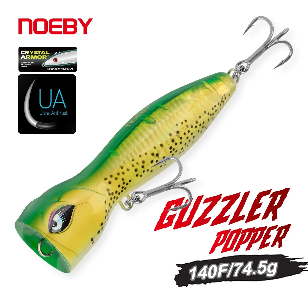 Noeby-Artificial Hard Bait for Sea Tuna Fishing, Popper Fishing Lure, Big Spalsh Wobbler, Reinforced, GT Tuna, 140mm, 75g