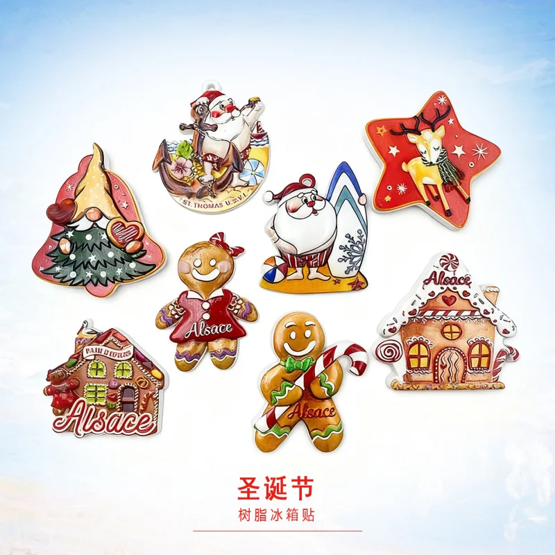 1pc, Decoration Gingerbread Man Atmosphere Arrangement Tree Vintage Cute Resin Magnetic Fridge
