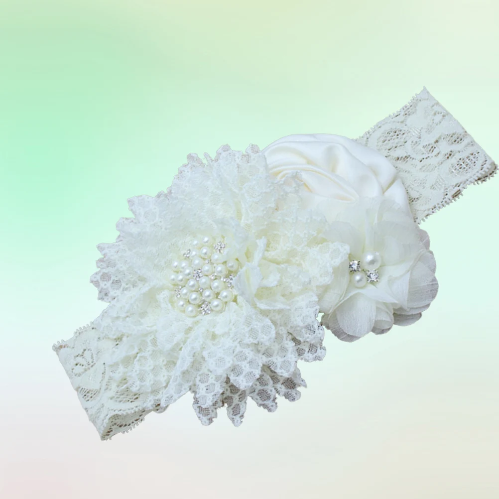 Headband Baby Flower Girls Beige European American Style Comfortable Elastic Hair Band for Newborns Babies Children