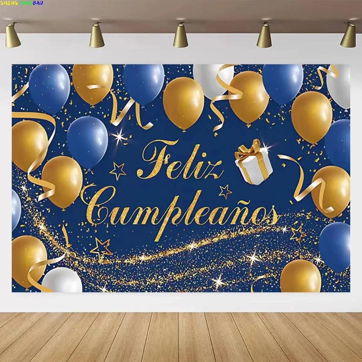 

Spanish Birthday Theme Feliz cumpleaños Pink Gold Sparkling Balloon Party Decor Banner Baby Baptism Adult Celebration Background