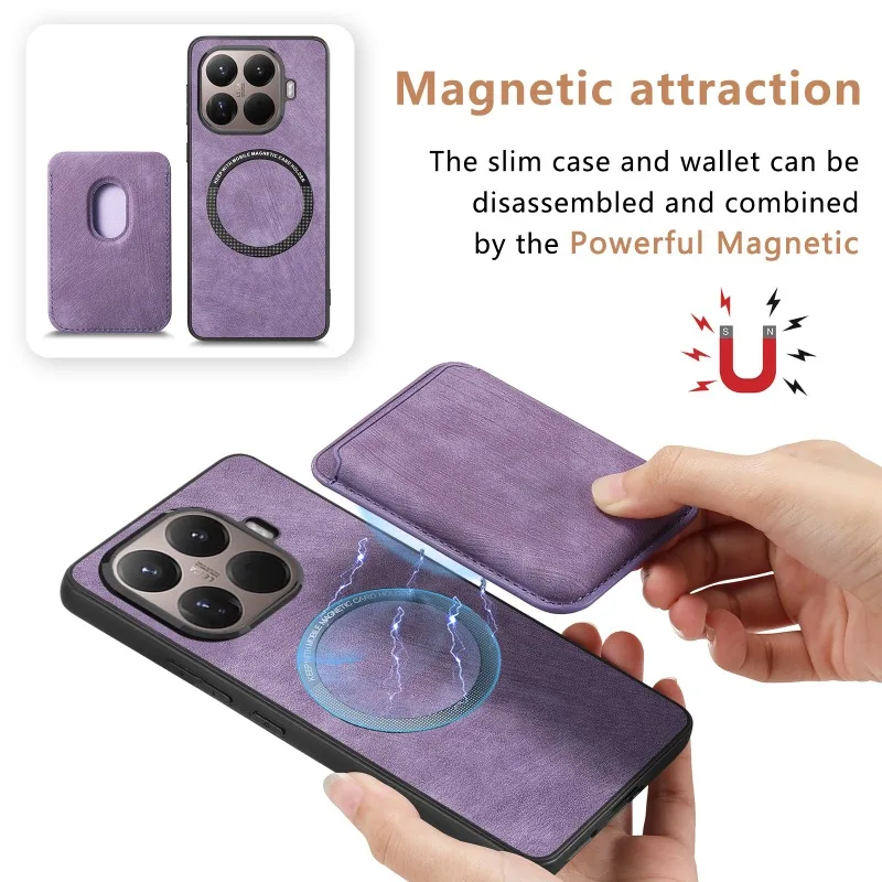 Skórzane etui Magsafe do Xiaomi 15T 17T Pro, magnetyczne, odłączane, 2 w 1, z kieszenią na karty, pokrowiec na Xiaomi Mi15 T 15Tpro — zdjęcie produktu 5