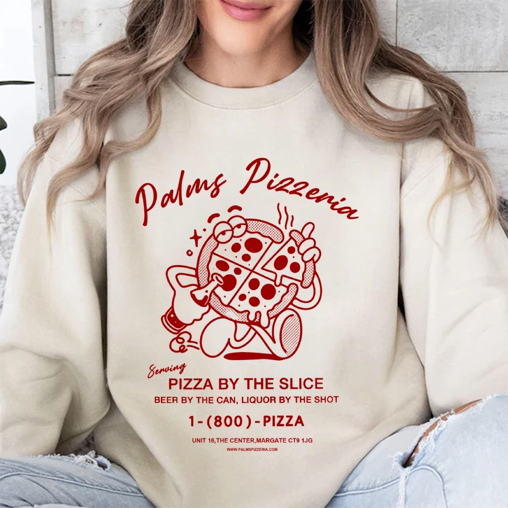 

Trendy Women’s Sweatshirt Pizza Lover Tee Food Brand Sweater Women Casual Outfit Trendy Top Tees Autumn Winter Women’s Clothes