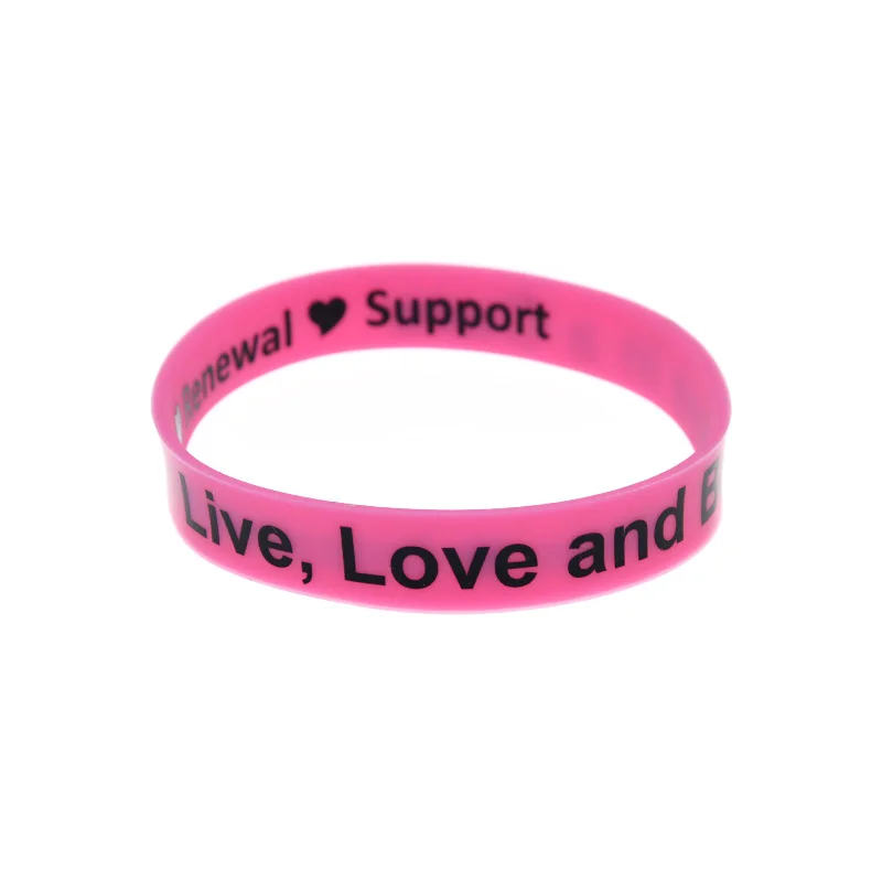 1 قطعة/3 قطعة مطبوعة الحب وأصدق الدعم تحفيزي سوار معصم من السيليكون الإسورة الطبية الوردي