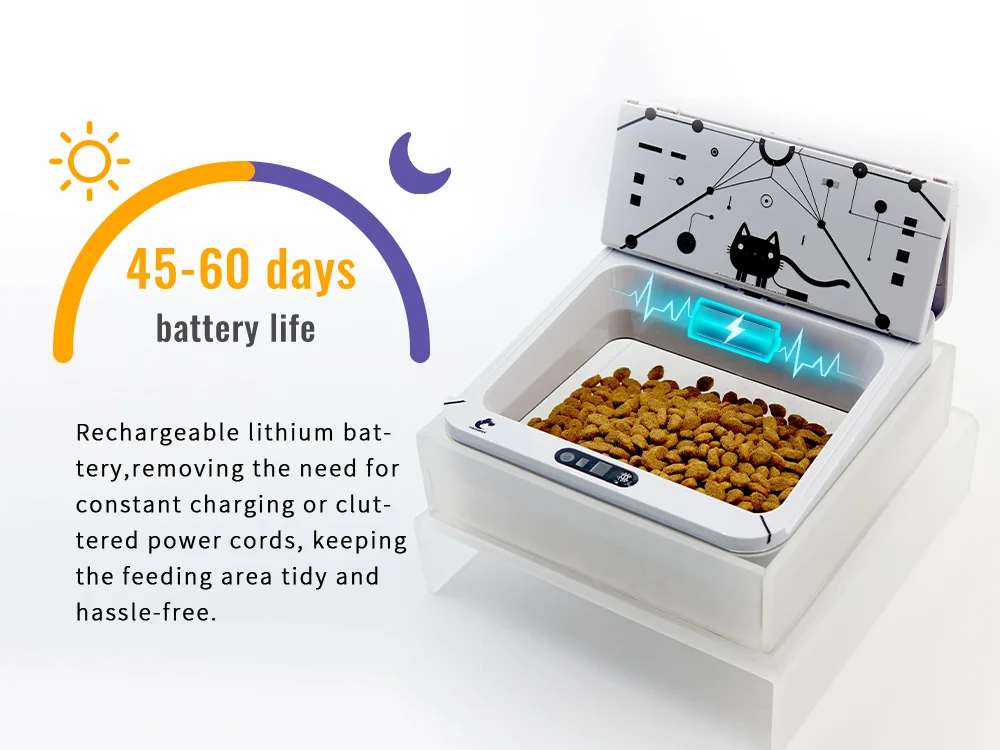 Smart Pet Feeder with RFID & Infrared Sensing, Elevated Design for Cat & Dog Health