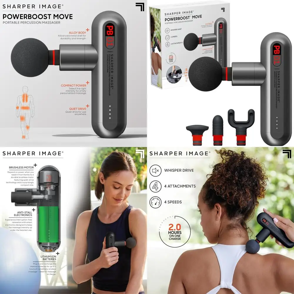 

Компактный перкуссионный массажный пистолет - 4 насадки, 4 скорости, для полного расслабления тела, глубокого восстановления мышц, портативный массажер