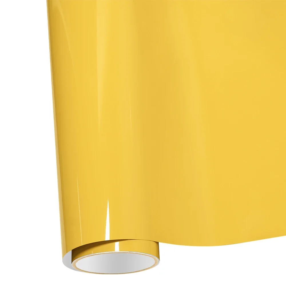 PET إشارة صفراء لامعة سيارة الفينيل التفاف الفيلم مع تكنولوجيا تحرير الهواء جسم السيارة ذاتية اللصق ملصق سيارة طبقة تزيين #6