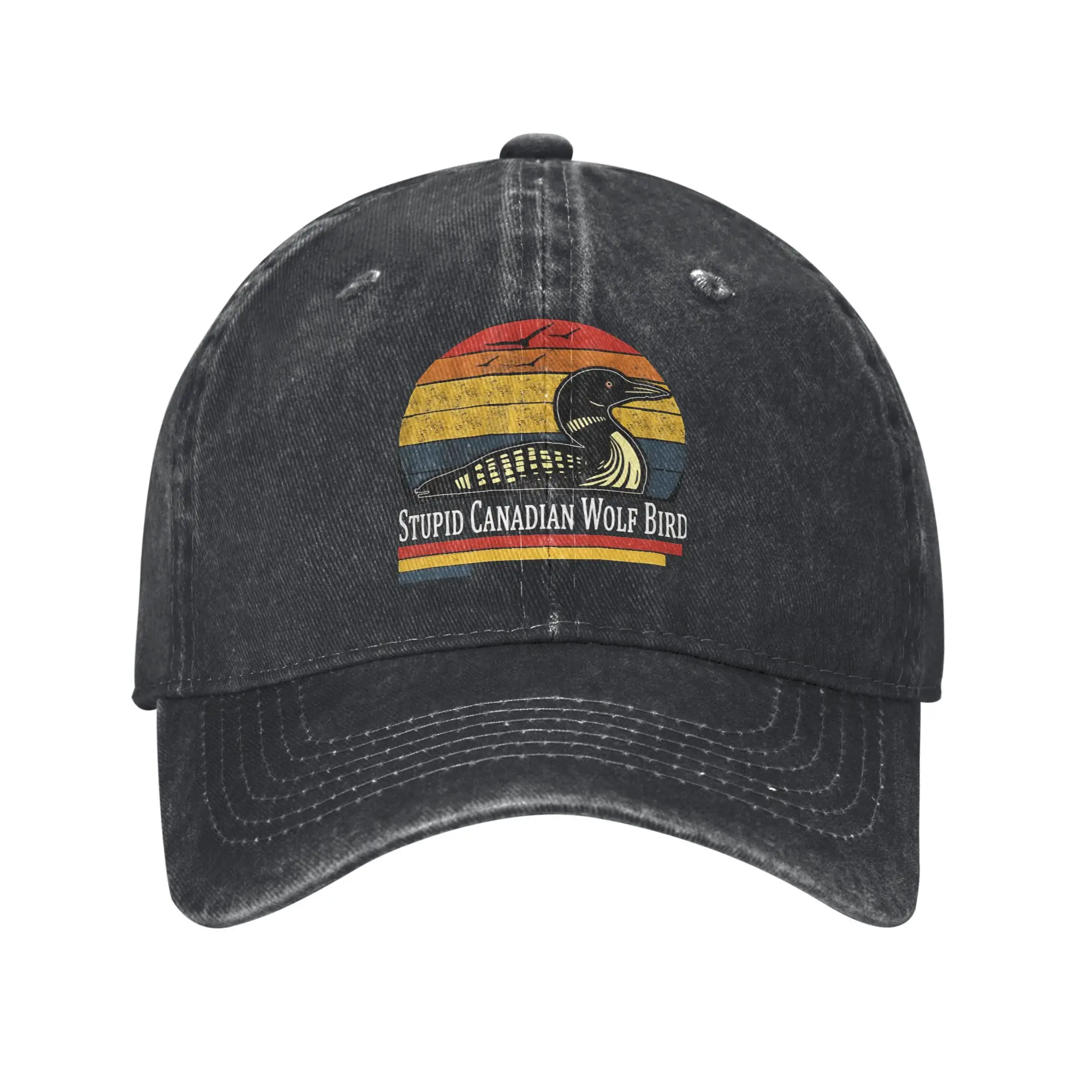 Stupid Canadian Wolf Bird Sun Baseball Cap  Fashion Women Men Washed Trucker Hat Adjustable Design Outdoor Sport Snapback Cap