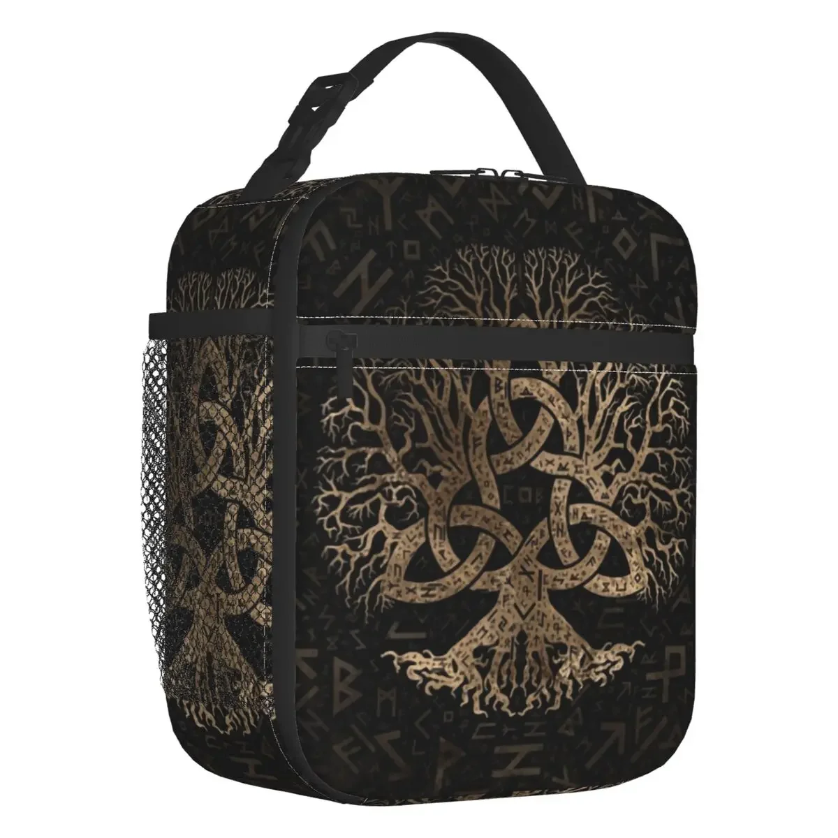 

Custom Tree Of Life With Triquetra On Futhark Lunch Bag Women Thermal Cooler Vikings Insulated Lunch Box for Student School