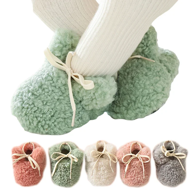 Baby Socks Winter Baby Boy Girl Booties Fluff Soft Toddler Shoes First Walkers Anti-slip Warm Newborn Infant Crib Shoes Moccasin