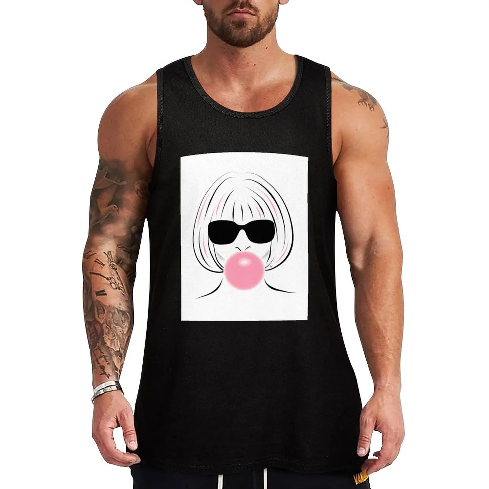 Pink Anna Wintour Tank Top Gym T-shirts for men basketball sleeveless