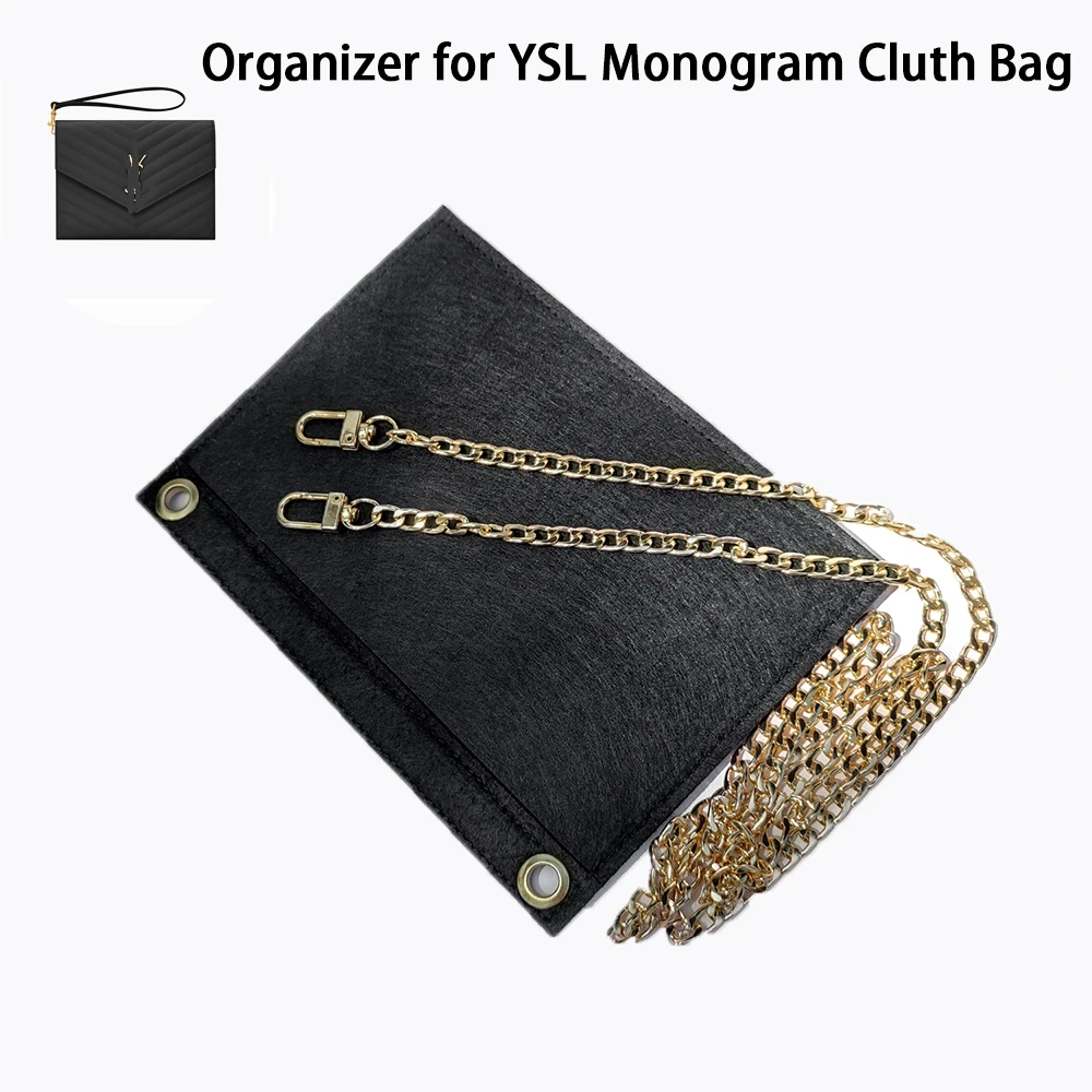 Fits For Y S L Monogram Clutch Bag Luxury Insert Organizer with Chain Crossbody Pouch Designer Handbag Inner Cosmetic Bags Liner