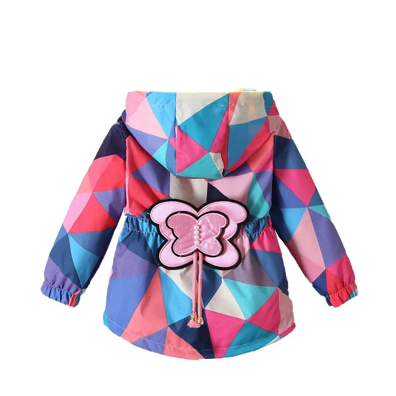 Kids Girls Butterfly Decoration Windbreaker Autumn Jacket Zipper Hooded Coat Outerwear Outdoors Casual Clothes Birthday Gift New