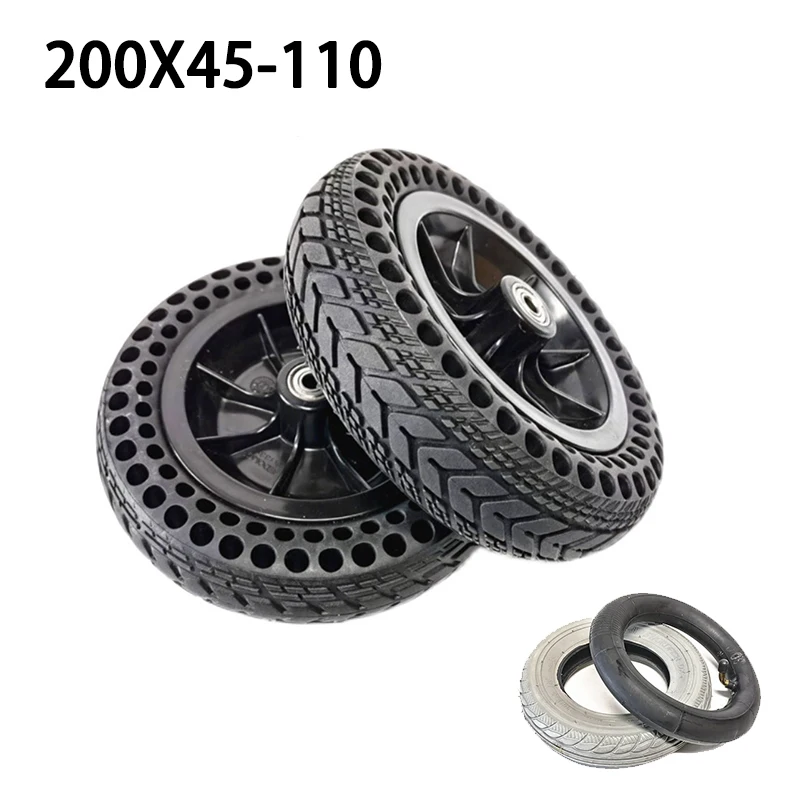 Solid Tire 8 Inch 200x45-110 With Hub Wheel For Electric Scooter Wheelchair Non-Pneumatic Honeycomb Inner Diameter 8mm