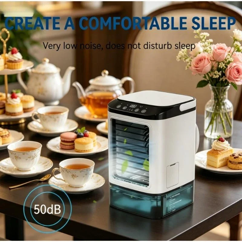 Mini Air Conditioning 3-Speed Portable Air Cooler 900ml Water Tank 7-Color Night Light For Bedroom Desk Office