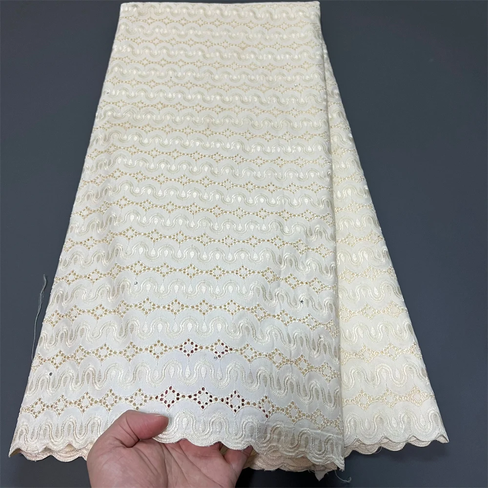 

NEW High Quality African Nigerian Tulle Lace Fabric for Sewing Wedding Party & Gown Dresses Embroidered Cotton Damask (5Yards)