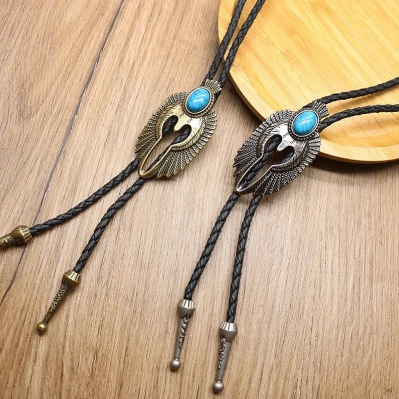 

N5KB Mens Western Bolo галстук галстуки с ожерельем с орлом инкрустацией каменной ковбойской гайки