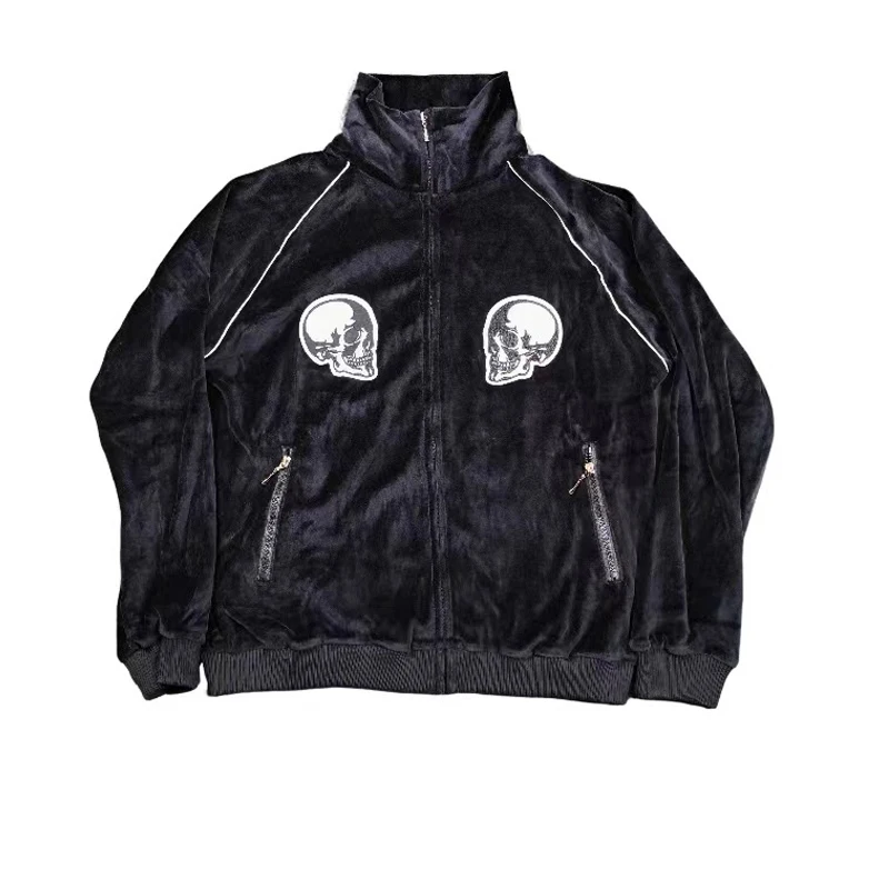 

High Quality Corduroy Embroidered Jacket Basic Casual Loose Hoodie Long Sleeved Coat