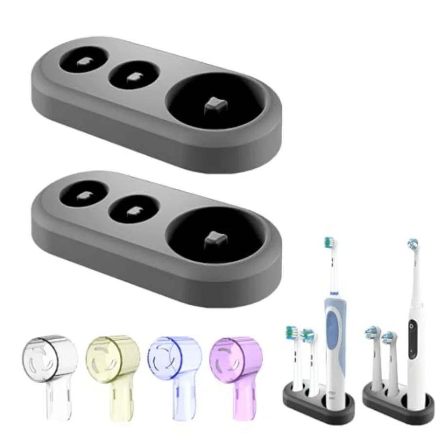 

Toothbrush Holder for Oral-B 2 Pcs Replacement Stand Base Compatible with Oral B Electric Toothbrush and 4 Pcs Toothbrush Heads