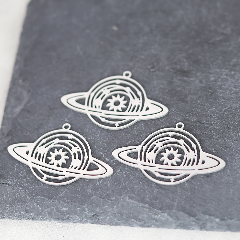 3pcs Stainless Steel Saturn Celestial Accessories Findings For Fashion Jewelry Making DIY Handmade Craft Gift