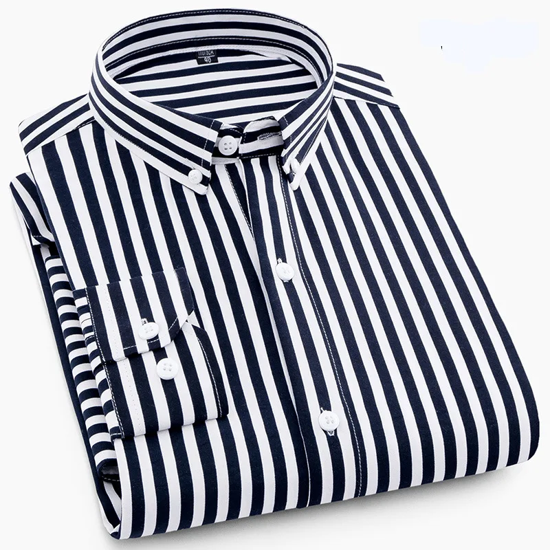 

Striped Business Shirt Men 2024 New Fashion Dress Men Shirt Long Sleeved Casula Men's Shirts camisa masculina