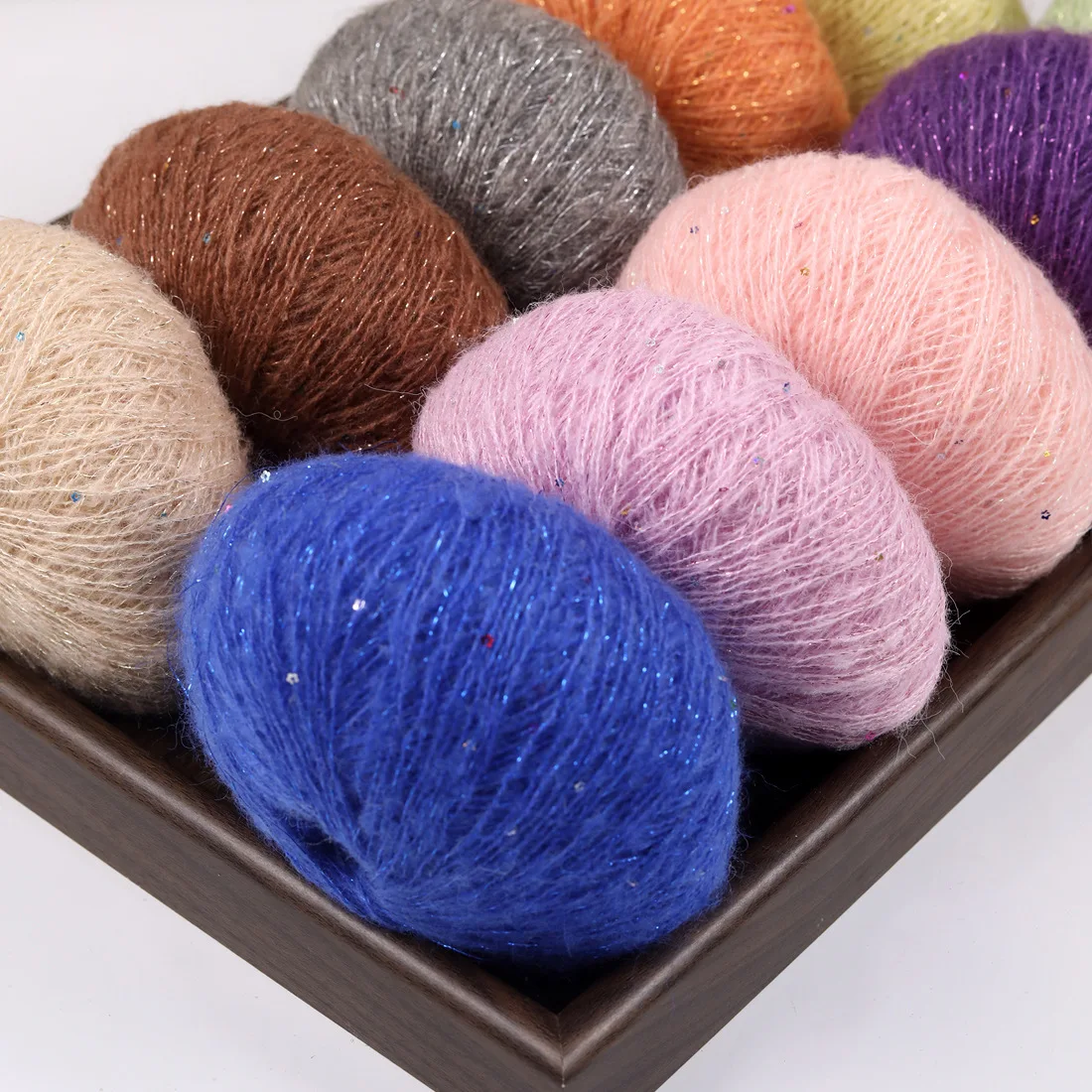 25g Golden Sequins Yarn Wool Thread Real Silk,Mohair Yarn, Blue Tears, Sparkling Starry Sky Sticky Gold Onion Fine Thread Ball