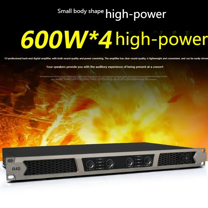 600*2W Power Amplifier 110/220V Digital High Fidelity Sound Quality 1U Power Amplifier High Power Professional Audio Amplifier