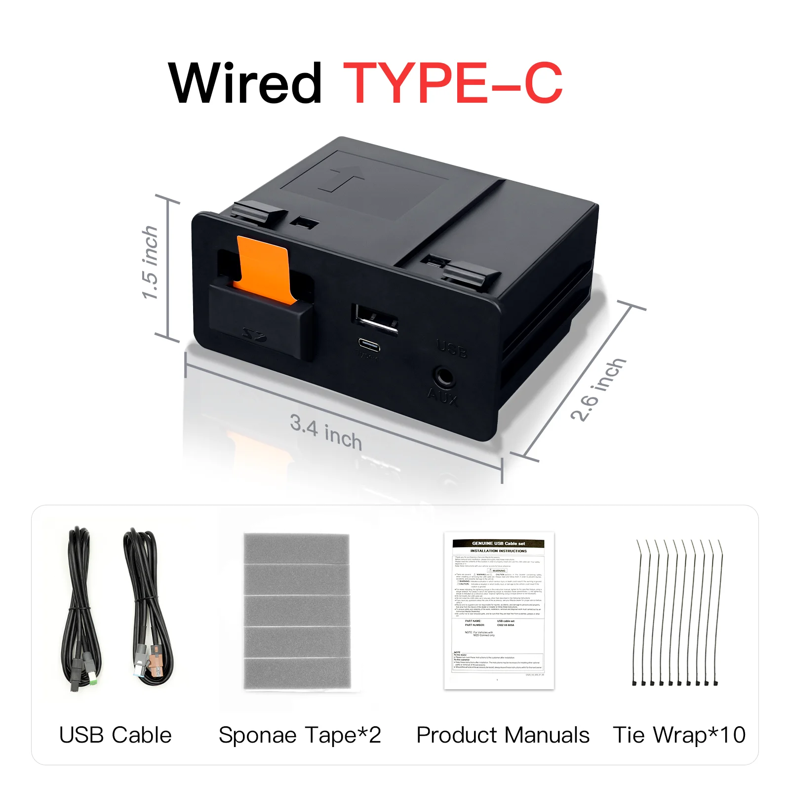 TYPE-C 카플레이 안드로이드 자동차 허브, OEM 개조 USB, 마쓰다 2 3 6 CX3 CX5 CX8 CX9 MX5 Miata Demio TK78669U0C 키트용