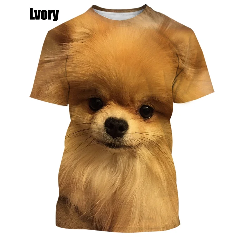 2022 New Summer Hot Sale Cute and Funny Dog Pomeranian 3D Printing High Quality Men\'s and Women\'s T-shirt Tops