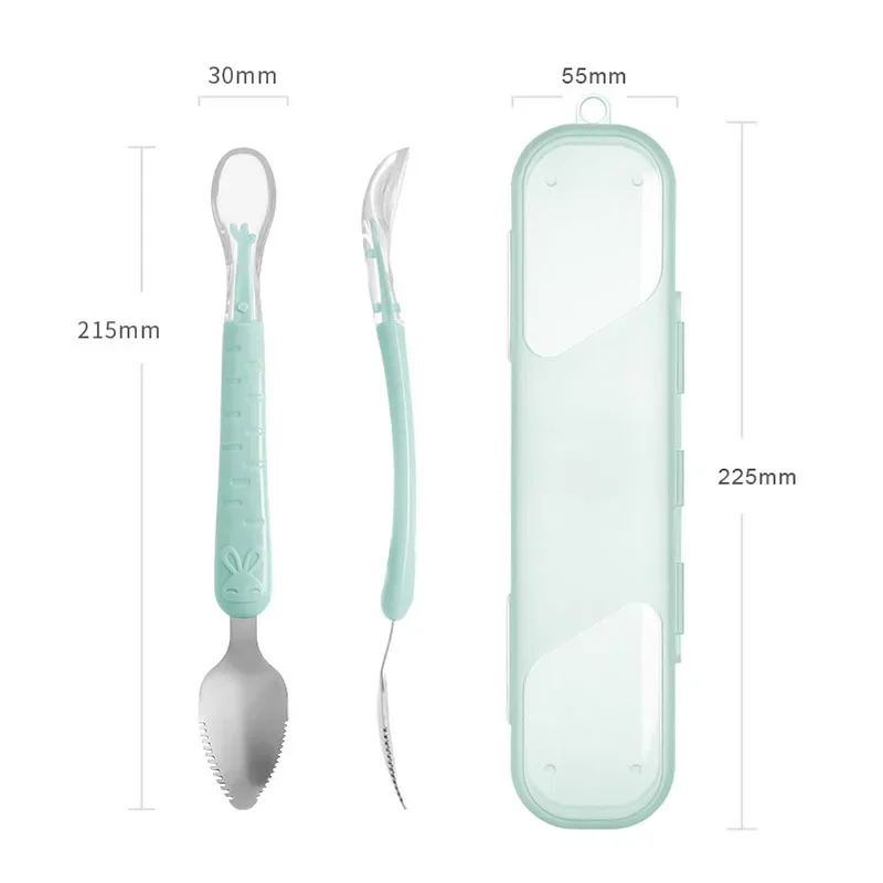 1Pcs Baby Training Safe Scraping Puree Spoon Infant Feeding Double-Headed Children Tableware Multi Purpose Stainless Steel