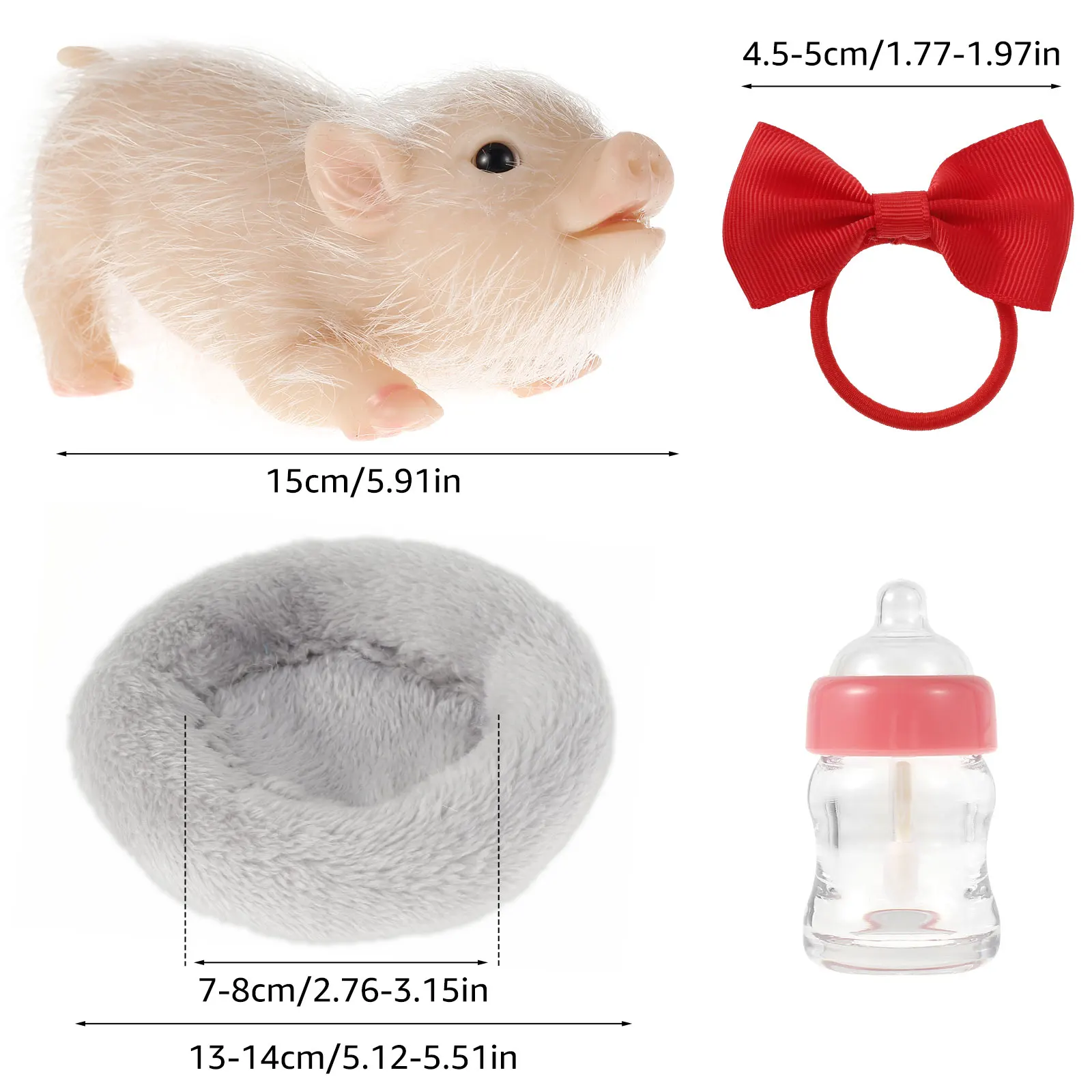 Simulation Pig Doll Pendant Soft Silicone Pig Doll Toy Body Hairy Pig Ornaments for Girls Boys Christmas Gifts Home Decoration