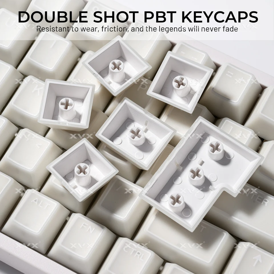 XVX 142 Keys White Jade Keycap PBT +PC Double Shot Translucent