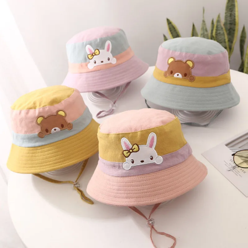 

Cute Rabbit Baby Bucket Hat Soft Baby Boys Girls Fisherman Cap Summer Outdoor Adjustable Kids Panama Sun Hats
