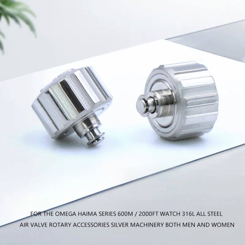 Para reloj Omega Haima Series 600m / 2000ft, accesorios giratorios con válvula de aire de acero 316L, maquinaria plateada, tanto para hombres como para mujeres