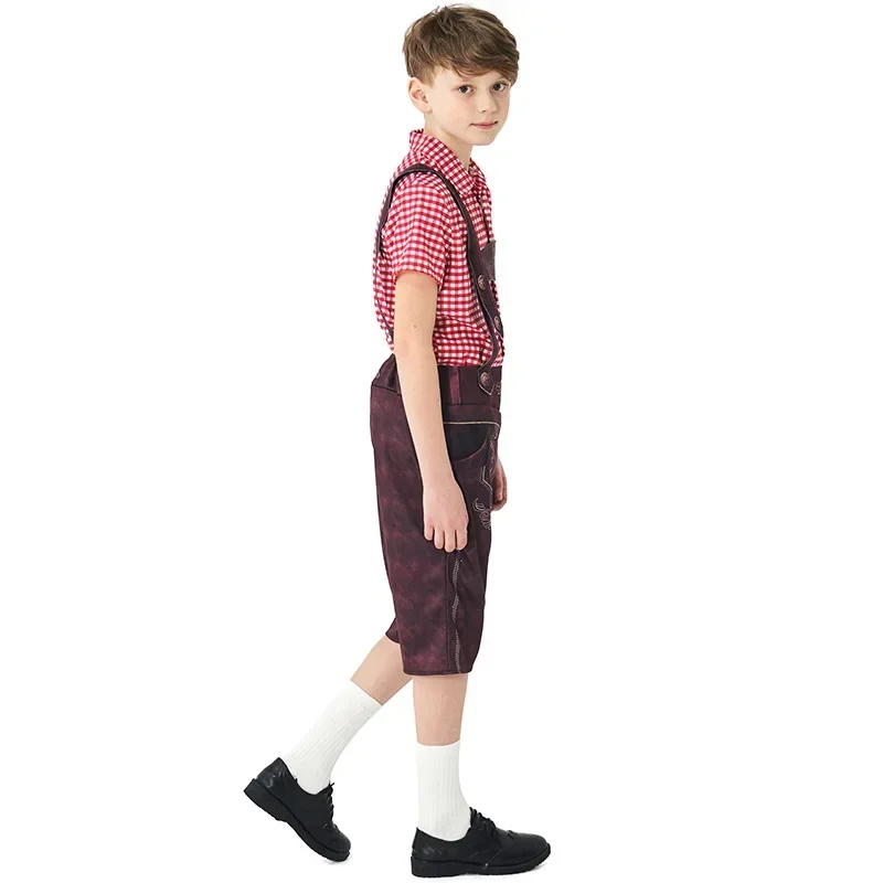 EE01 Детский костюм Октоберфеста, немецкая одежда Октоберфеста, рубашка Lederhosen, пивные костюмы для мальчиков, баварский костюм для Хэллоуина, косплей 0Ww