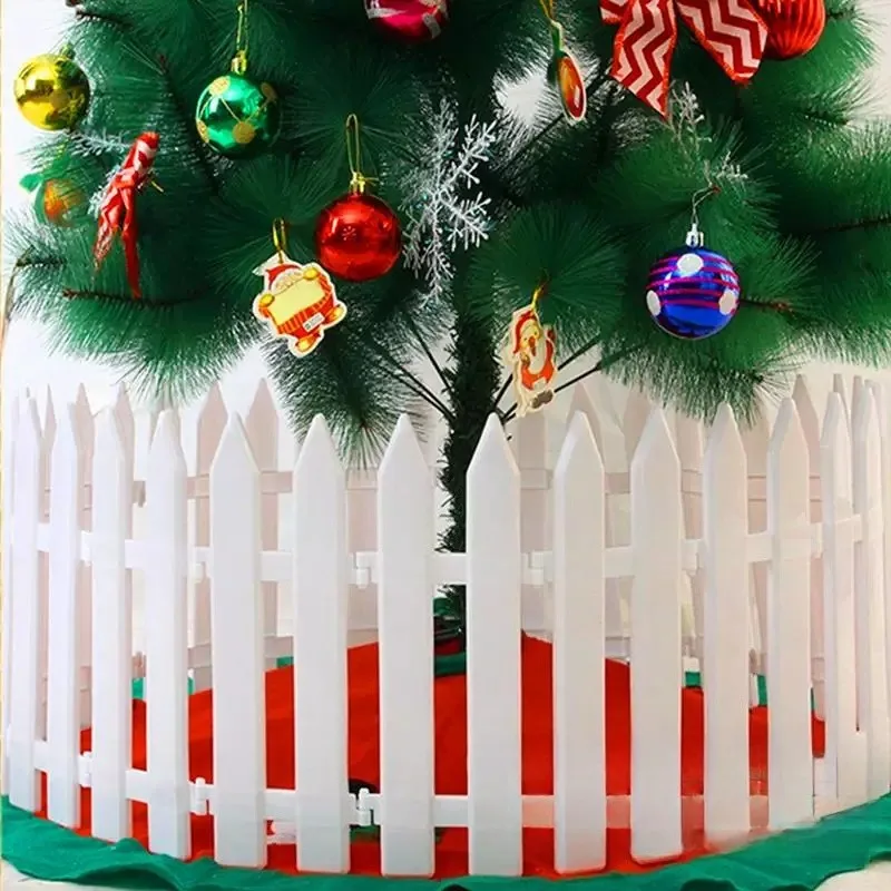 White Wood Plastic Guardrail Fence Christmas Tree Window Scene Layout Gift Ornament Holiday Decor Bundles