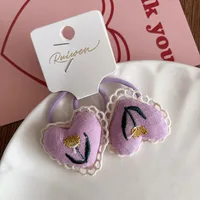Korean Ins Style 3D Padded Lace Embroidered Heart Fabric Scrunchie High Stretch Hair Tie Women's Accessory - Image 6