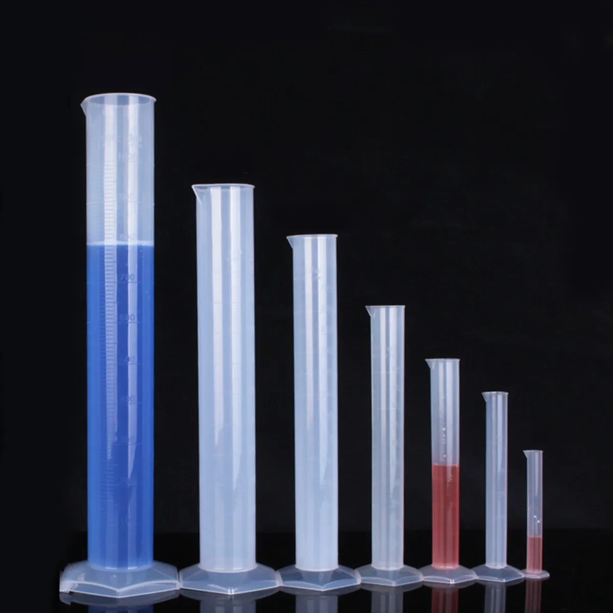 

5pcs Plastic Graduated Measuring Cylinder 10Ml 25Ml 50Ml 100Ml 250Ml Test Tool Wide Rim Pour Spout Non-Wetting