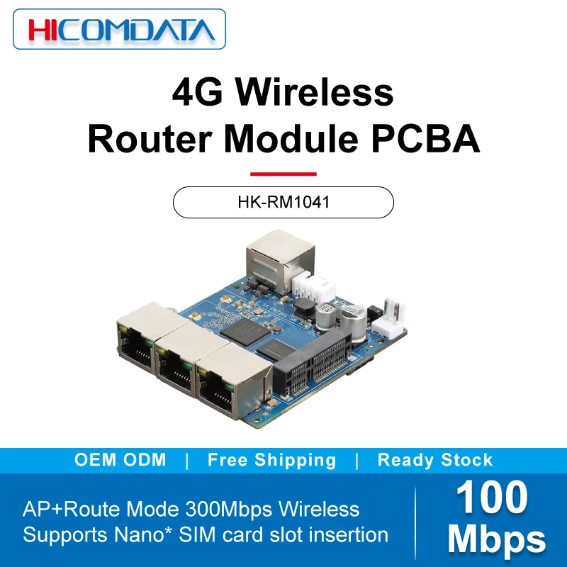 Modul Router Nirkabel 4G Miniatur Kompatibilitas Jaringan Penuh 4-Port WiFi Repeater Rentang Tegangan Lebar 5-60V, Motherboard PCBA