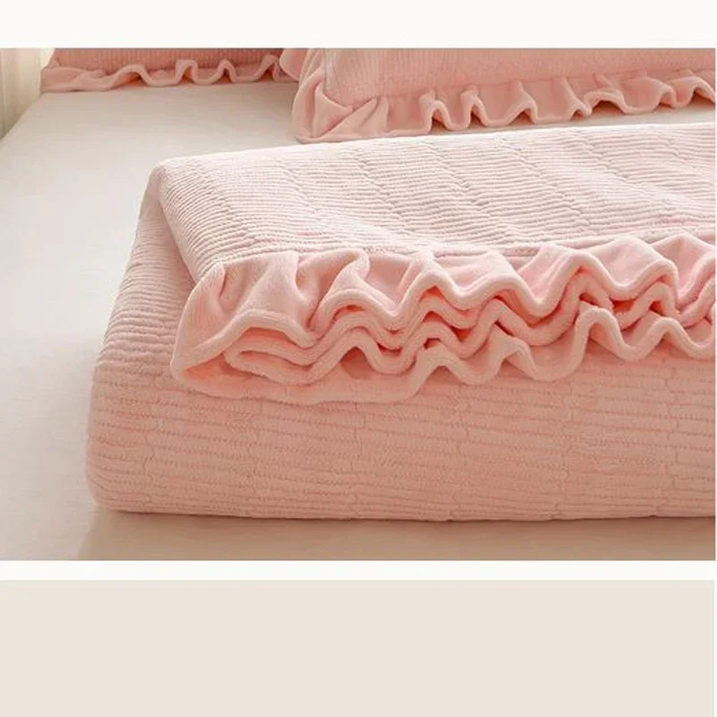 Funda de cama de terciopelo de leche, Sábana antideslizante de algodón laminado para las cuatro estaciones, ropa de cama de dormitorio, mantas de terciopelo Coral, nueva