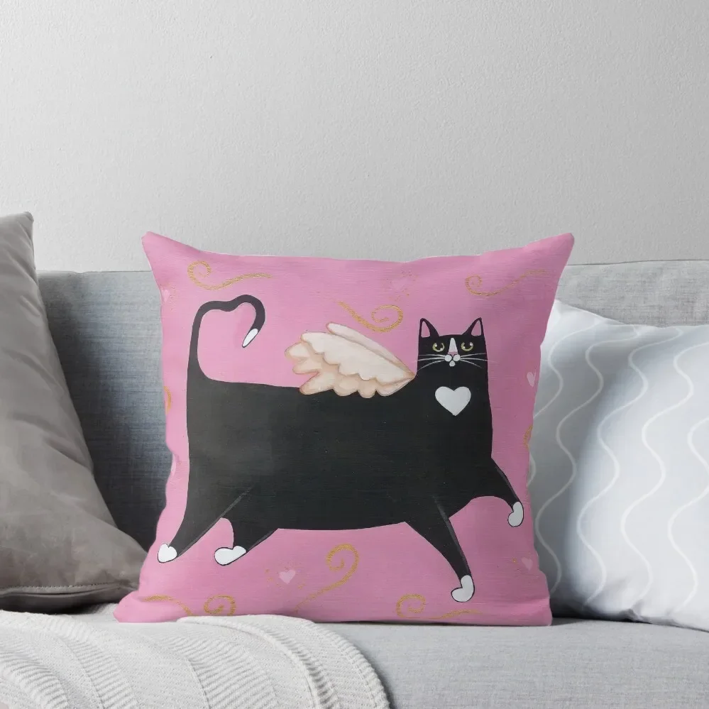 Tuxie Cupid Cat Throw Pillow Decorative Cushions For Luxury Sofa Luxury Pillow Case Plaid Sofa Decorative pillowcase pillow