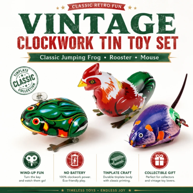 Vintage Collectible Tins - Vintage clockwork tin toy Vintage clockwork