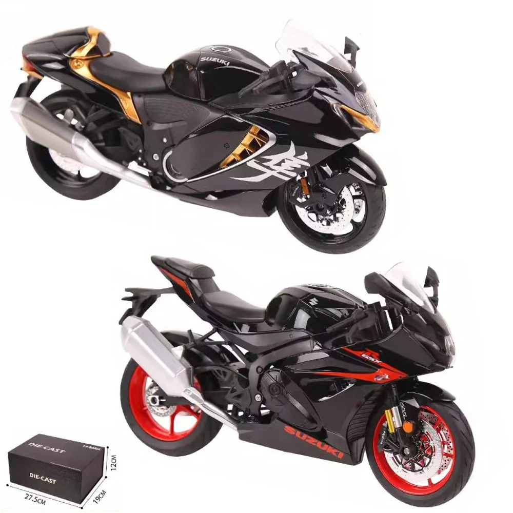 1:9 2022 SUZUKI Hayabusa GSX-100 Alloy Motorcycle Diecast Model Soung & Light Toy Collect Display Ornament Gift Box for Children