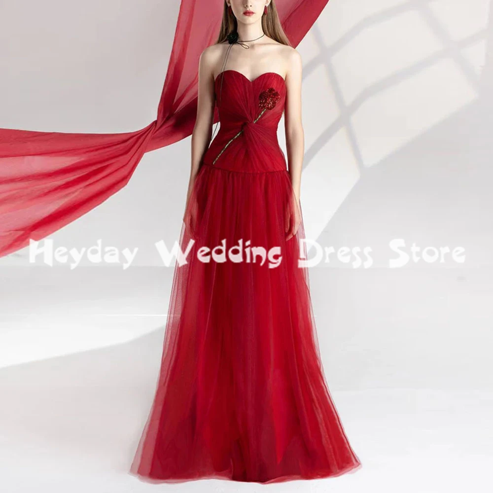 

Heyday женские трапециевидные вечерние платья без бретелек с 3D цветами и складками без рукавов длиной до пола, вечерние элегантные платья 2025