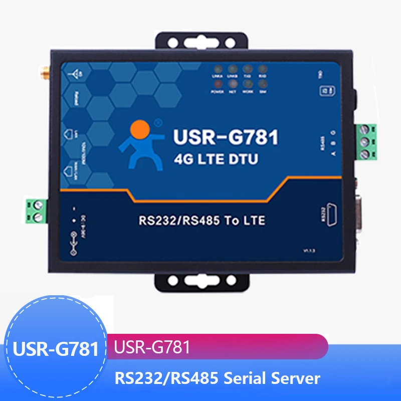 

USR-G781 Industrial transparent data transmission RS232/RS485 Serial to 4G LTE DTU Modem Serial with Ethernet Port