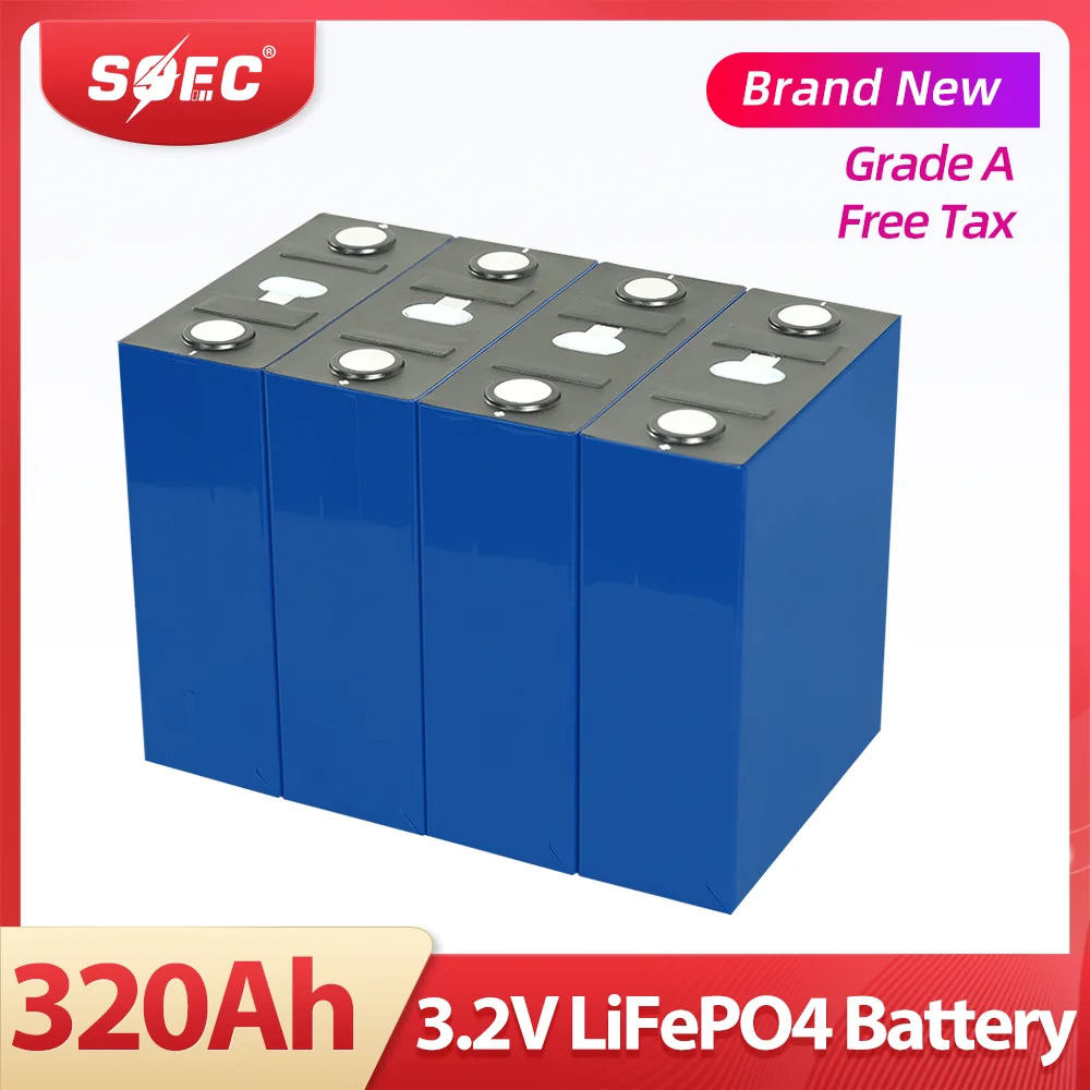 

SOEC 320Ah Lifepo4 Battery 3.2V Lithium Ion Rechargeable Battery Grade A Bateria Deep Cycle Prismatic for Solar EU US Tax Free